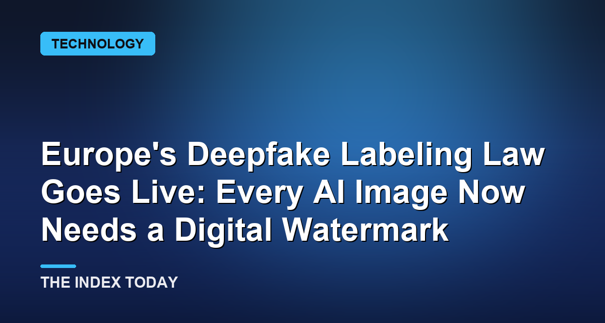 Europe's Deepfake Labeling Law Goes Live: Every AI Image Now Needs a Digital Watermark